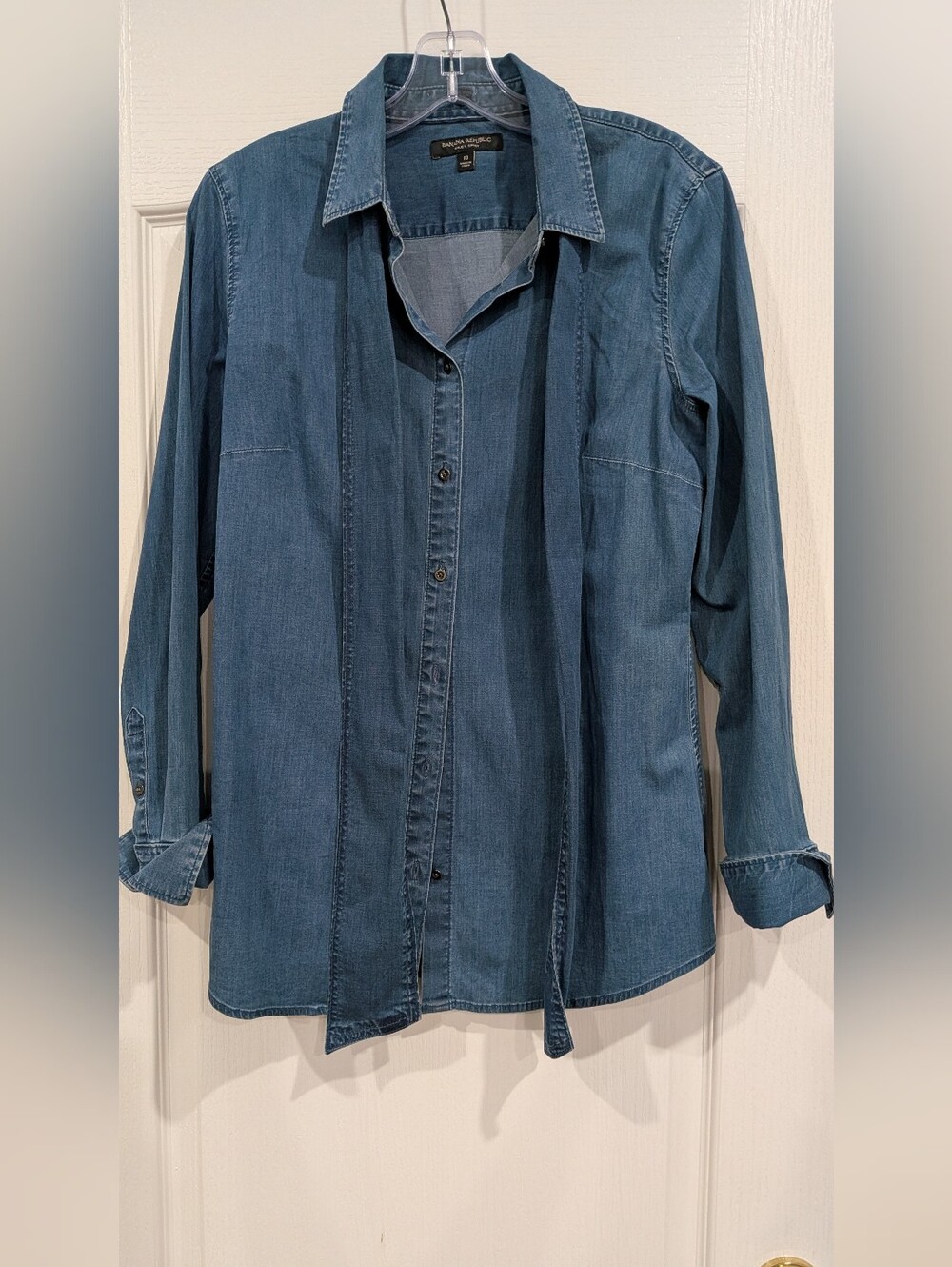Denim Shirt With Detachable Tie By Banana Republic.  Size 10, Fits Like An 8.